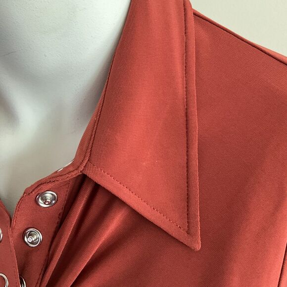 A.L.C. Larsen Rust Long Sleeve Ruched Dress L ASOTV - Picture 8 of 12